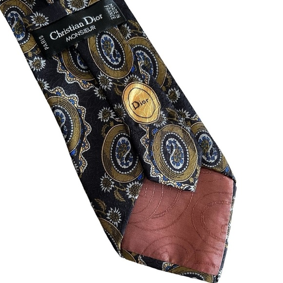 Christian Dior Men’s 100% Silk Paisley Print Neck Tie Y5 - Picture 4 of 5